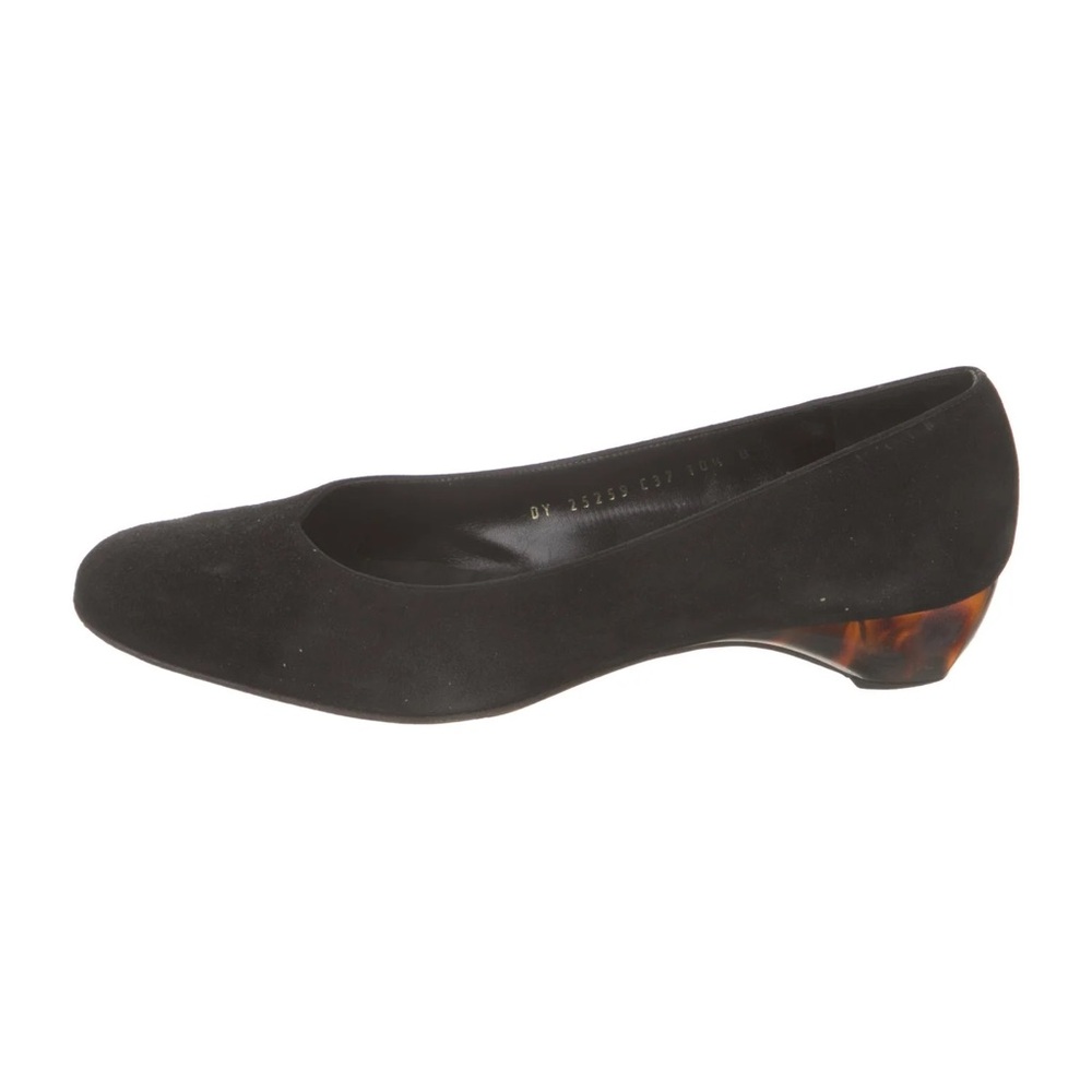 Salvatore Ferragamo suede  Black Women's tortoise shell heeled flats 7.5